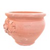 Round terracotta planter with cluster grapes and leaves handmade