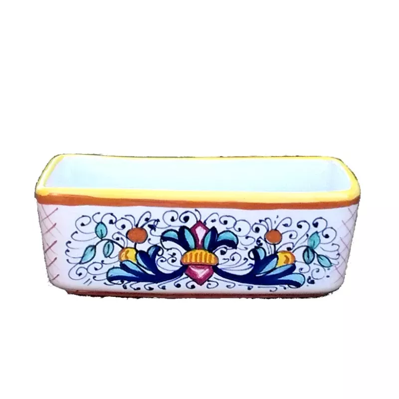 Porta bustine zucchero tè ceramica maiolica Deruta ricco Deruta giallo Porta bustine zucchero tè ceramica maiolica Deruta ricco Deruta giallo