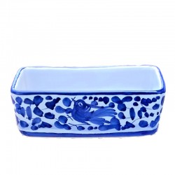Porta bustine zucchero tè ceramica maiolica Deruta arabesco blu