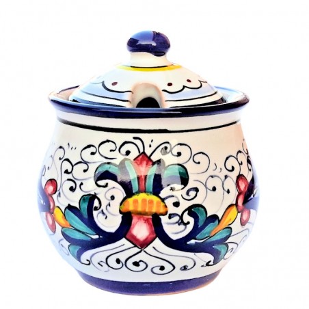 Sugar bowl majolica ceramic Deruta rich Deruta blue