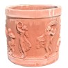 Vaso cilindrico terracotta putti cm 50 lavorato a mano