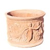 Vaso cilindrico terracotta putti cm 40 lavorato a mano