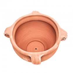 Round terracotta planter with perforated curls handmade