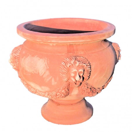 Calice terracotta leone lavorato a mano