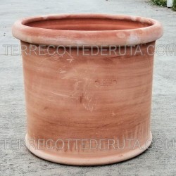 Vaso cilindrico terracotta liscio lavorato a mano