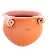 Big round terracotta planter with perforated curls handmade