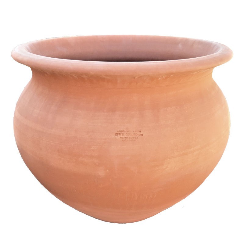 Grande fioriera tonda terracotta liscia lavorata a mano Grande fioriera tonda terracotta liscia lavorata a mano