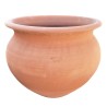 Grande fioriera tonda terracotta liscia lavorata a mano
