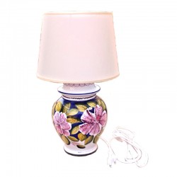 Lampada ceramica maiolica Deruta dipinta a mano decoro lilium blu