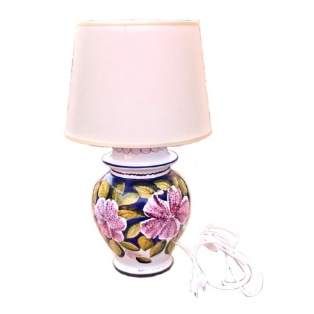 Deruta majolica ceramic lamp hand painted blue lilium decoration