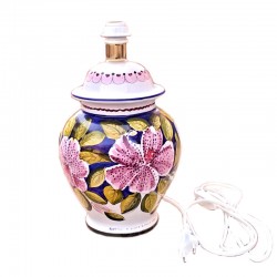 Deruta majolica ceramic lamp hand painted blue lilium decoration