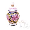 Lampada ceramica maiolica Deruta dipinta a mano decoro lilium blu