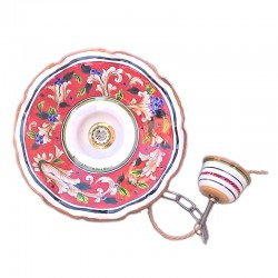 Lampadario smerlato ceramica maiolica Deruta rosso artistico