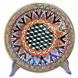 Wall plate majolica ceramic Deruta geometric cubes