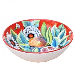 Salad bowl majolica ceramic Deruta pomegranate
