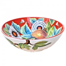 Salad bowl majolica ceramic Deruta pomegranate