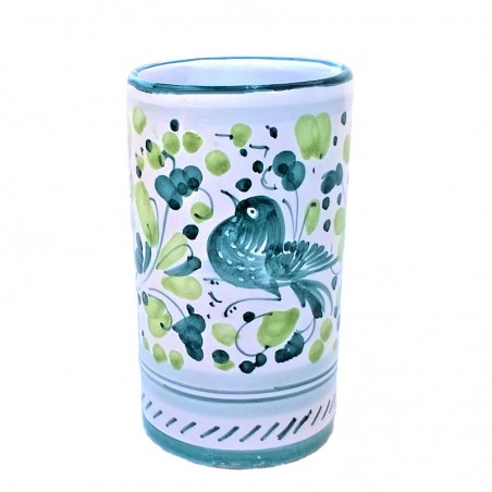 Portapenne ceramica maiolica Deruta arabesco verde
