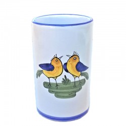 Portapenne ceramica maiolica Deruta uccellino