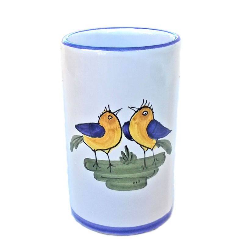 Pen holders majolica ceramic Deruta little bird Pen holders majolica ceramic Deruta little bird