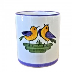 Mug majolica ceramic Deruta little bird