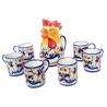 Brocca gallo con 6 tazze ceramica maiolica Deruta ricco Deruta blu
