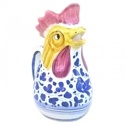 Brocca gallo ceramica maiolica Deruta arabesco blu