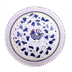 Salad bowl majolica ceramic Deruta blue rooster Orvietano