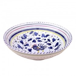 Salad bowl majolica ceramic Deruta blue rooster Orvietano