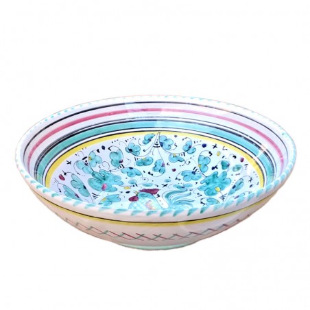 Salad bowl majolica ceramic Deruta green rooster Orvietano