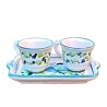 Set caffè ceramica maiolica Deruta arabesco verde 3 pz