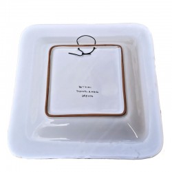 Square wall plate majolica ceramic Deruta sunflower black