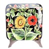 Piatto quadrato da parete ceramica maiolica Deruta girasole nero