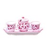Set caffè ceramica maiolica Deruta arabesco rosso 4 pz
