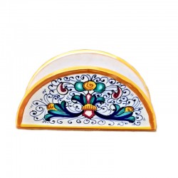 Crescent napkin holders majolica ceramic Deruta rich Deruta yellow