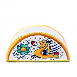 Portatovaglioli mezza luna ceramica maiolica Deruta raffaellesco