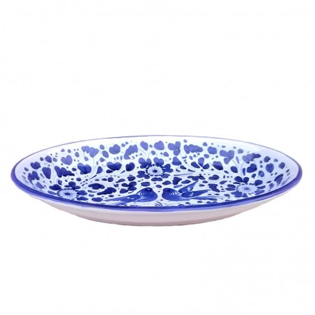 Piatto ovale da portata ceramica maiolica Deruta arabesco blu