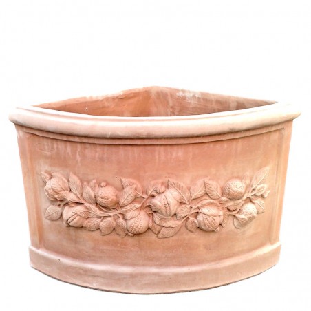 Vaso angolare terracotta melegrane lavorato a mano