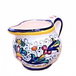 Milk jug Deruta majolica ceramic hand painted with rich Deruta blue decoration