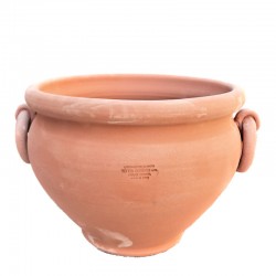 Fioriera tonda terracotta anelli lavorata a mano