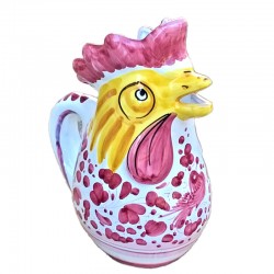 Brocca gallo ceramica maiolica Deruta arabesco rosso
