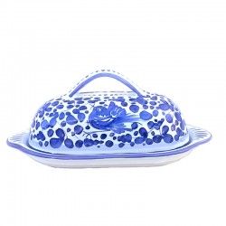 Butter dish majolica ceramic Deruta blue arabesque