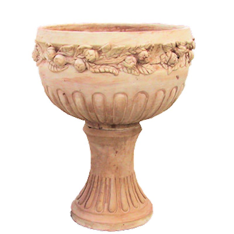 Terracotta footed vase fruit handmade Terracotta footed vase fruit handmade