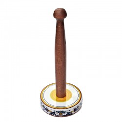 Roll holder with wood majolica ceramic Deruta rich Deruta yellow