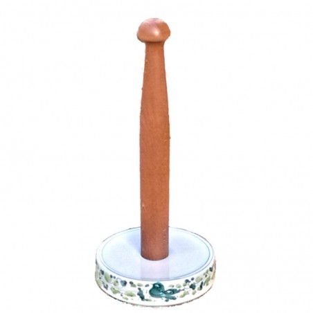 Portarotolo cucina ceramica maiolica Deruta arabesco verde