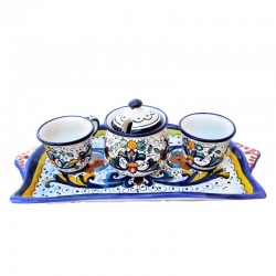 Set caffè ceramica maiolica ricco Deruta blu 4 pz
