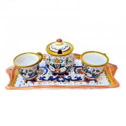 Set caffè ceramica maiolica ricco Deruta giallo 4 pz