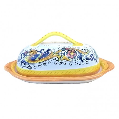 Butter dish majolica ceramic Deruta raphaelesque