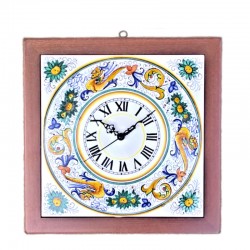 Orologio ceramica legno maiolica Deruta raffaellesco