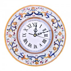 Wall clock majolica ceramic Deruta rich Deruta yellow