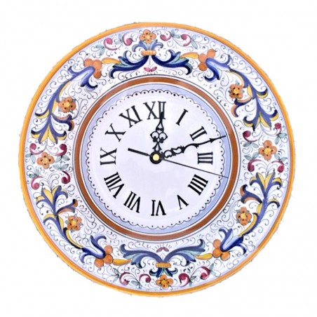 Wall clock majolica ceramic Deruta rich Deruta yellow